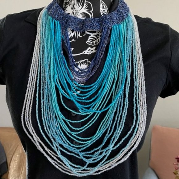 Chicos Ombré Statement Strands Of Glass Beads, Tiny Cz & Layers Of Gorgeousness - Picture 1 of 10
